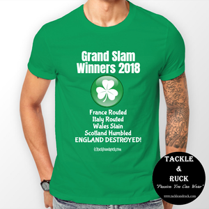 Men's Rugby T Shirt - Ireland Grand Slam Winners 2018 England Destroyed