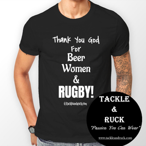 Rugby T-shirt - Thank You God For Beer Women & Rugby
