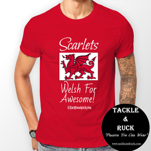 Men's Rugby T Shirt - Scarlets - Welsh For Awesome