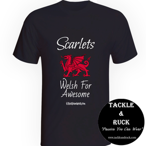 Men's Rugby T Shirt - Scarlets - Welsh For Awesome