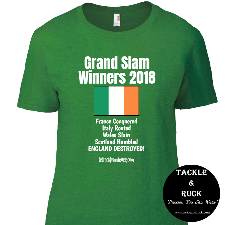 Women's Rugby T Shirt - Ireland Grand Slam Winners 2018 England Destroyed